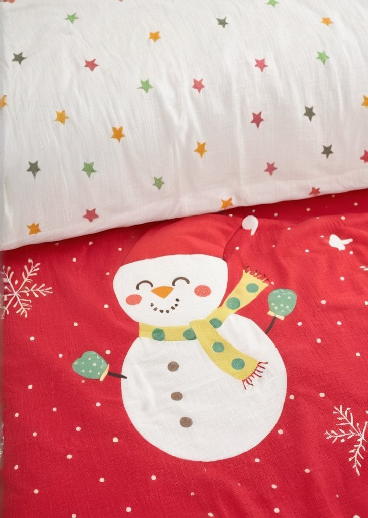 Czerwona poszewka na kołdrą Elf i Mikołaj - obrazek 2