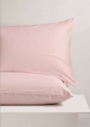 Zestaw 2 różowych poszewek na poduszki ze 100% bawełny gospodyni domowej