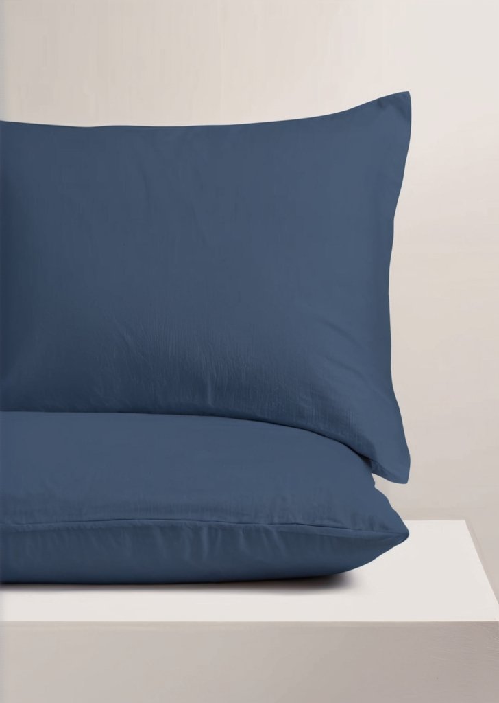 2 pary granatowych, bawełnianych poszewek na poduszki gospodyni domowej