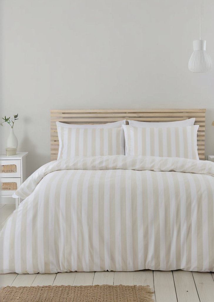 Zestaw dwustronnych poszewek na kołdrą Cove w paski, naturalny - obrazek 2