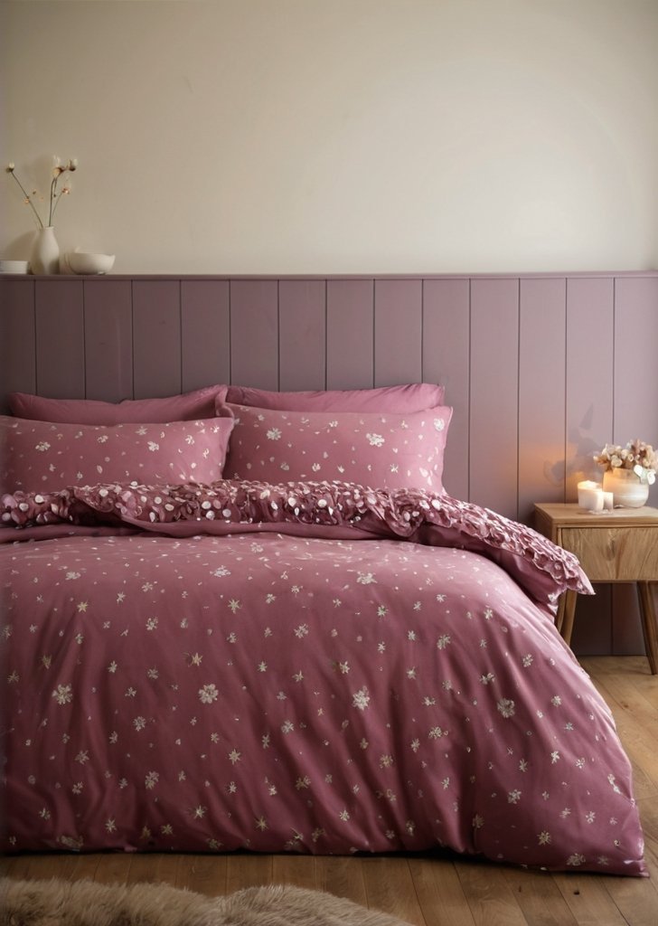 Zestaw dwustronnych poszewek na kołdrą Zaczarowane zwierząta zmierzchu, śliwka - obrazek 2