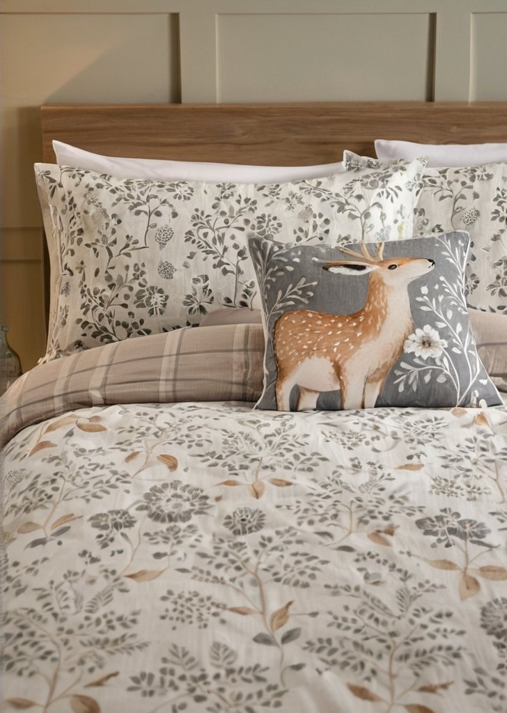 Naturalny zestaw poszewek na kołdrą Lodge Forest Animals - obrazek 2