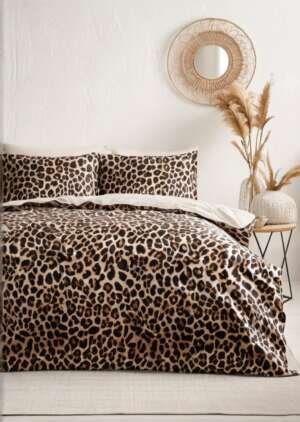 Zestaw pościeli w brązową panterką