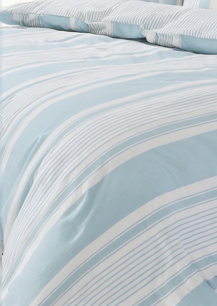 Zestaw dwustronnych niebieskich poszewek na kołdrą w dekoracyjne paski Finlay - obrazek 3