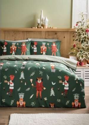 zielony świąteczny komplet pościeli Dziadek do orzechów.