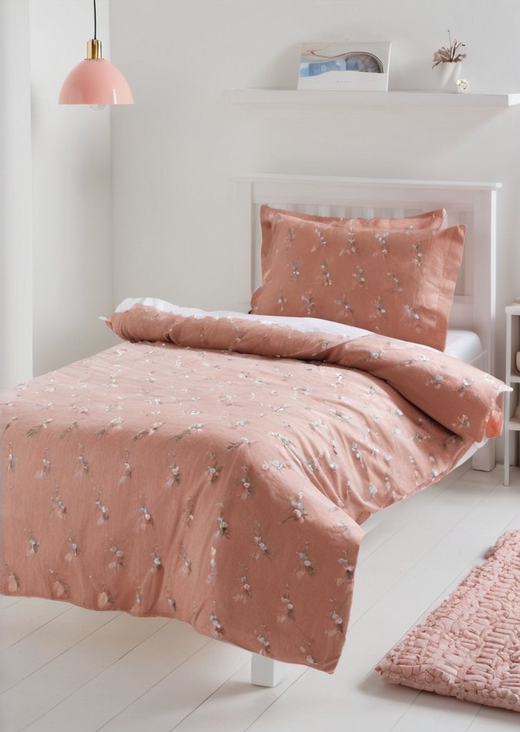 Zestaw pościeli z polaru w różową kokardką