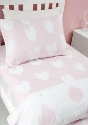 Szczotkowane bawełniane serca w różowe białe prześcieradło