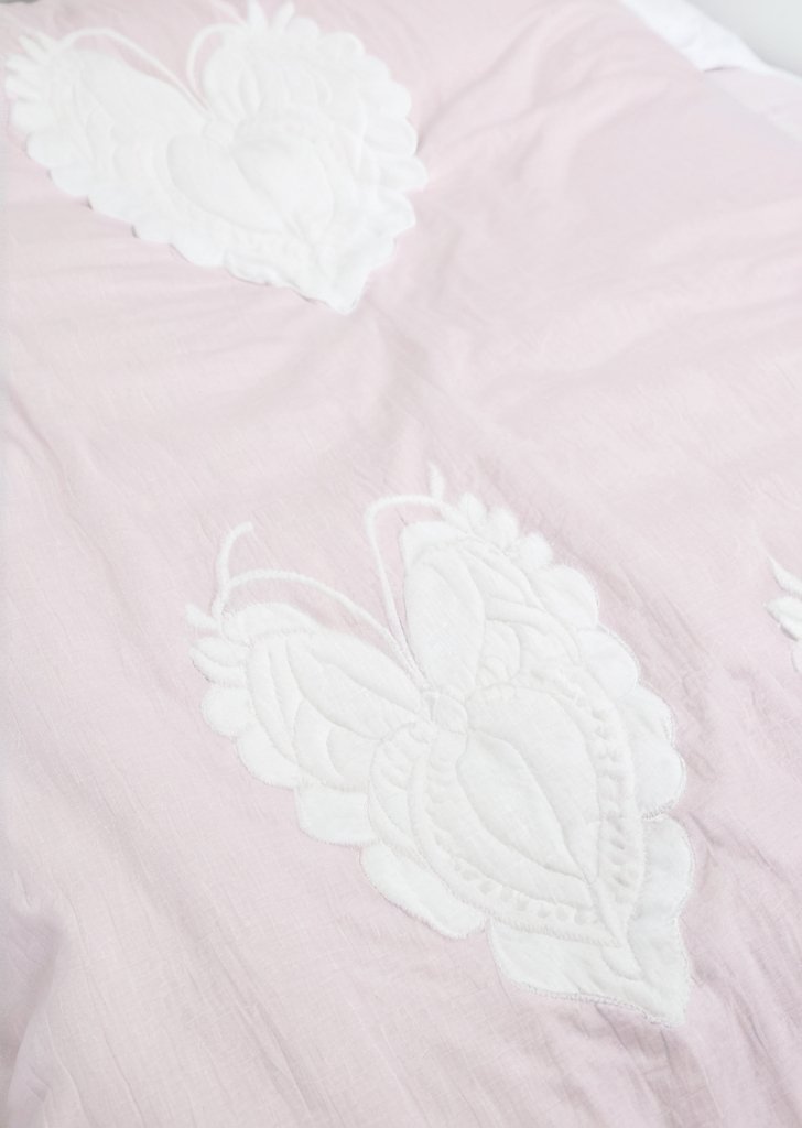 Szczotkowane bawełniane serca w różowe białe prześcieradło - obrazek 2