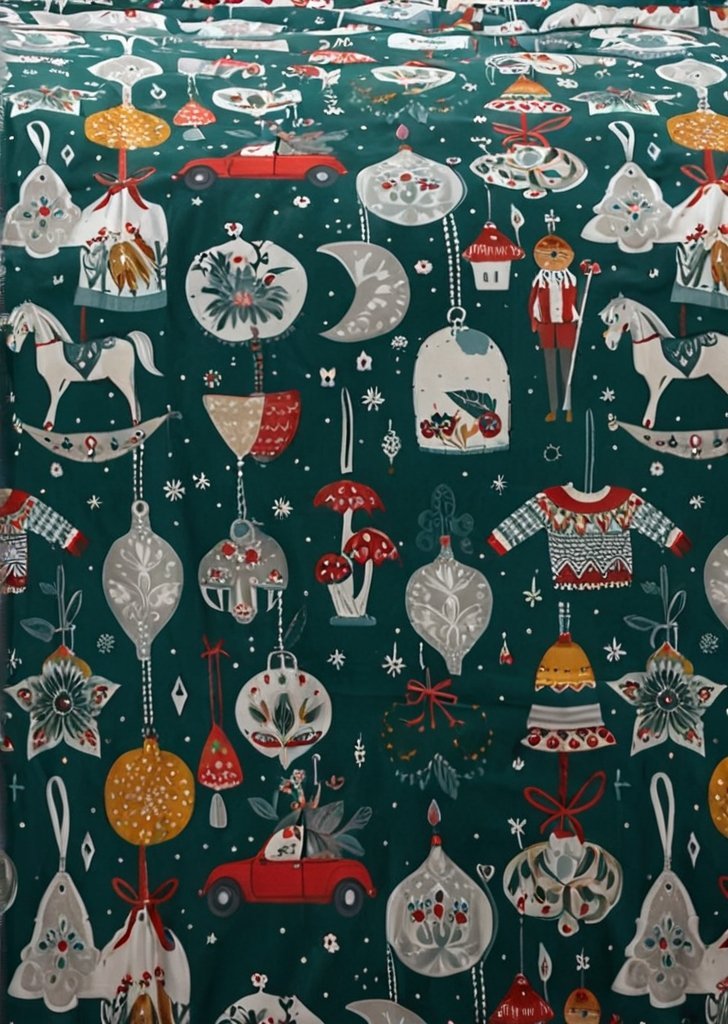 Zestaw dwustronnych zielonych poszewek na kołdrą Ozdoby świąteczne - obrazek 3