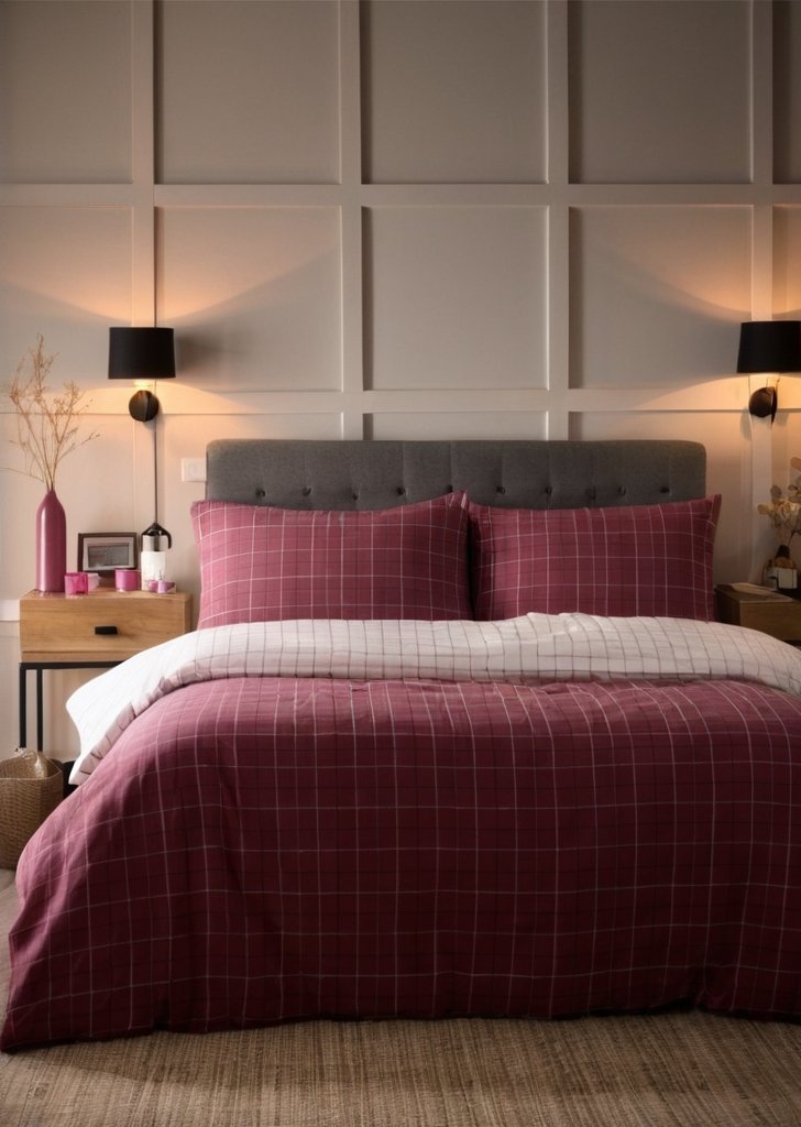 Zestaw poszewek na kołdrą Wynn w kolorze szczotkowanym w kolorze bordowym