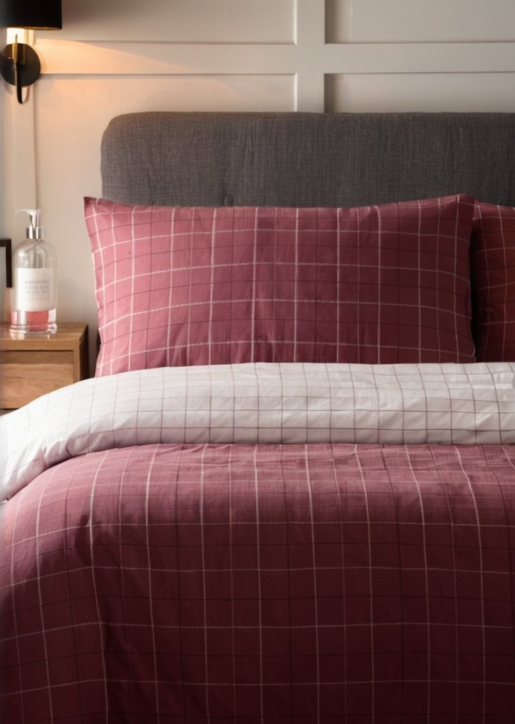 Zestaw poszewek na kołdrą Wynn w kolorze szczotkowanym w kolorze bordowym - obrazek 2