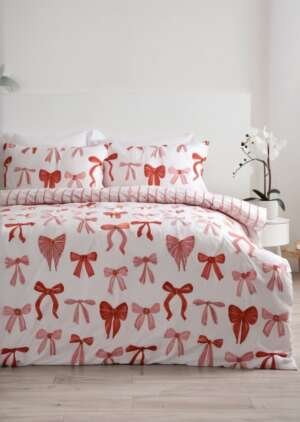 Pościel z nadrukiem w białą kokardką