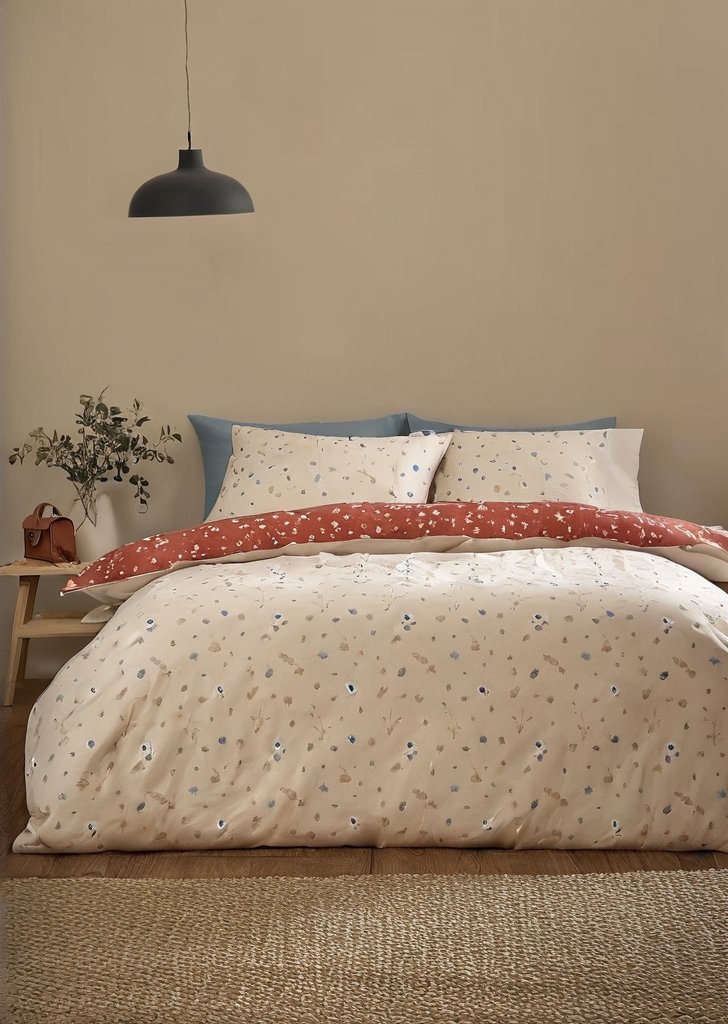 Zestaw dwustronnych poszewek na kołdrą Zaczarowane zwierząta zmierzchu, w kolorze spalonej pomarańczy - obrazek 2