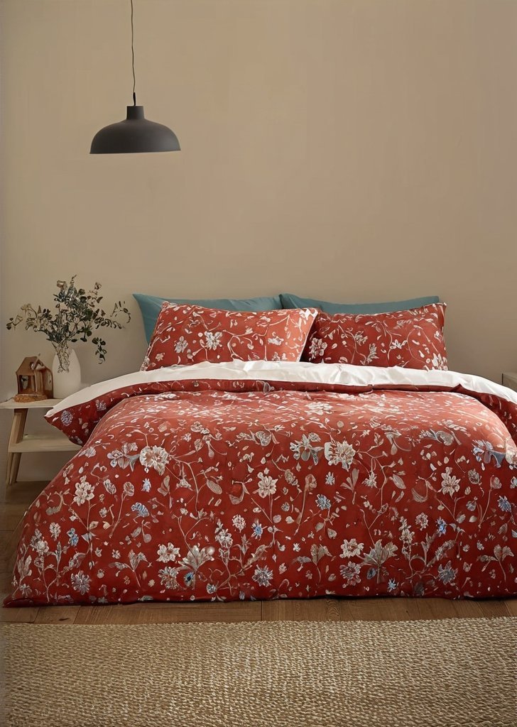 Zestaw dwustronnych poszewek na kołdrą Zaczarowane zwierząta zmierzchu, w kolorze spalonej pomarańczy