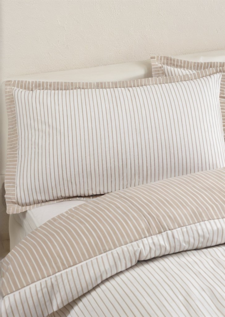 Zestaw dwustronnych poszewek na kołdrą Oxford w prążki, naturalny - obrazek 3