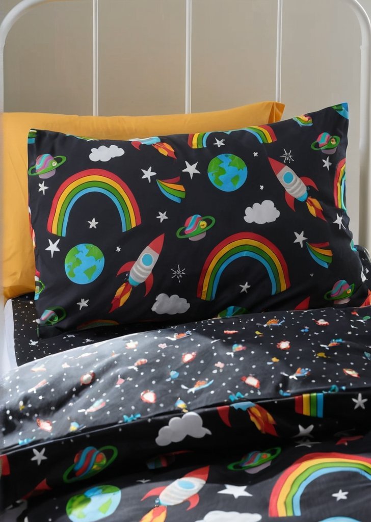 Zestaw dwustronnych poszewek na kołdrą Rainbow Rockets w kolorze czarnym - obrazek 3