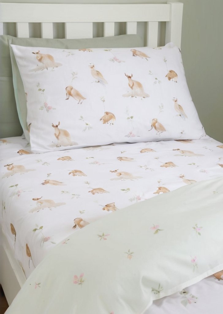 Bianca Fine Linens Mini Moo Bawełniane prześcieradło z gumką w kolorze białym