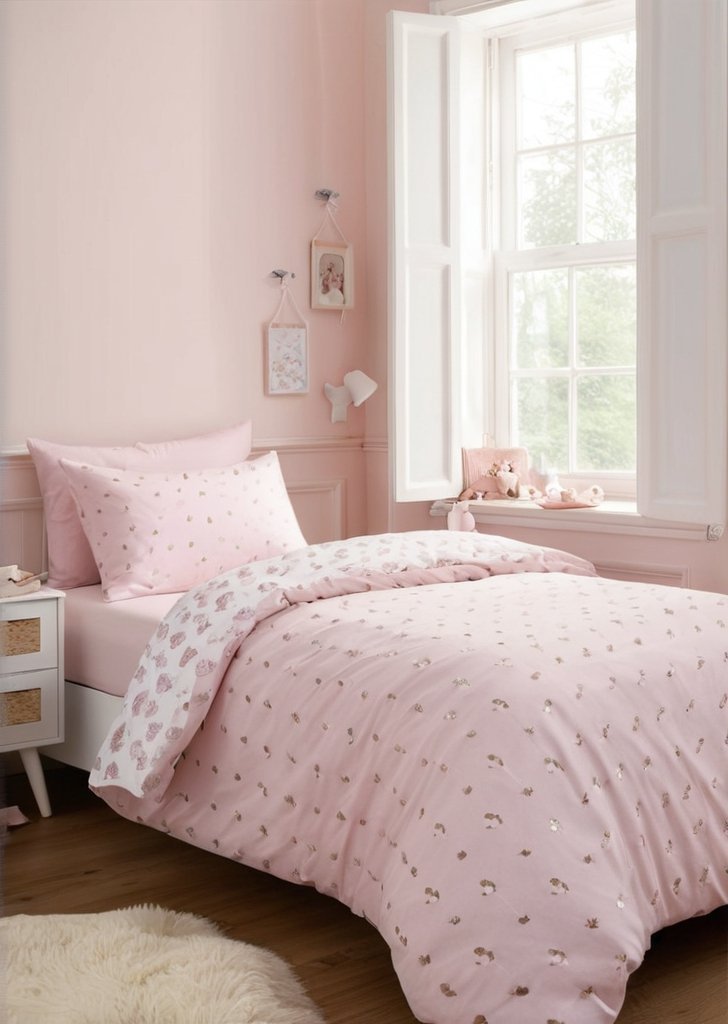 Zestaw dwustronnych, bawełnianych poszewek na kołdrą Ballerina w kolorze różowym - obrazek 2