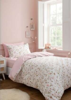 Zestaw dwustronnych, bawełnianych poszewek na kołdrą Ballerina w kolorze różowym