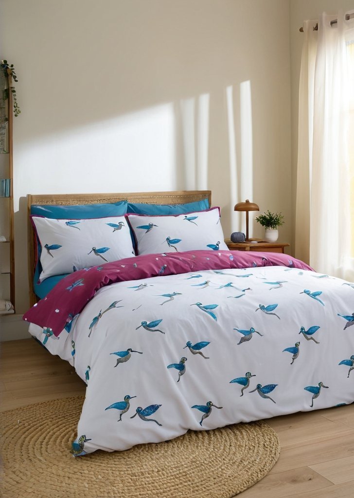 Zestaw dwustronnych poszewek na kołdrą z bawełny Koliber firmy Nibs, śliwka - obrazek 2