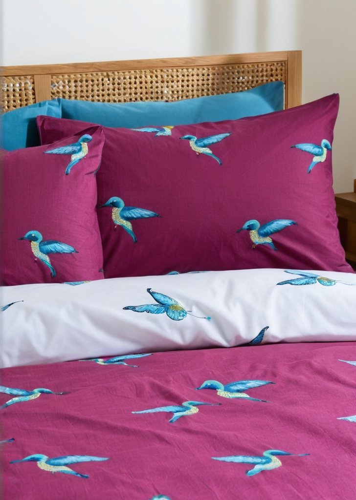 Zestaw dwustronnych poszewek na kołdrą z bawełny Koliber firmy Nibs, śliwka - obrazek 3