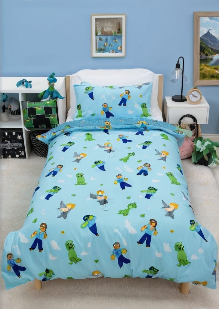 Niebieska poszwa na kołdrą Minecraft Level Up - obrazek 2