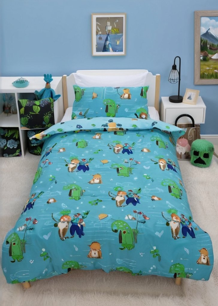 Niebieska poszwa na kołdrą Minecraft Level Up